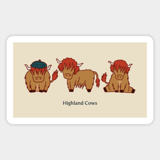 Cute Scottish Cows Drawing Magnet